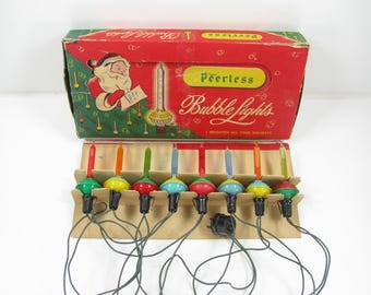 Vintage 8 Light C 6 Bubble Light String W/ Bicolor & Solid Color Royal ...