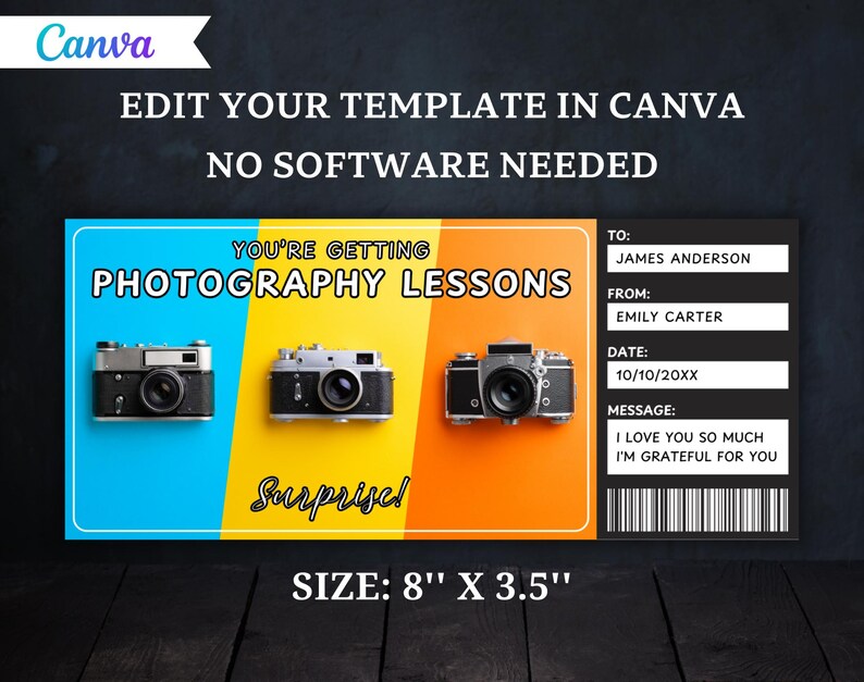 Photography Lessons Ticket Template - Photography Lessons Gift Voucher ...