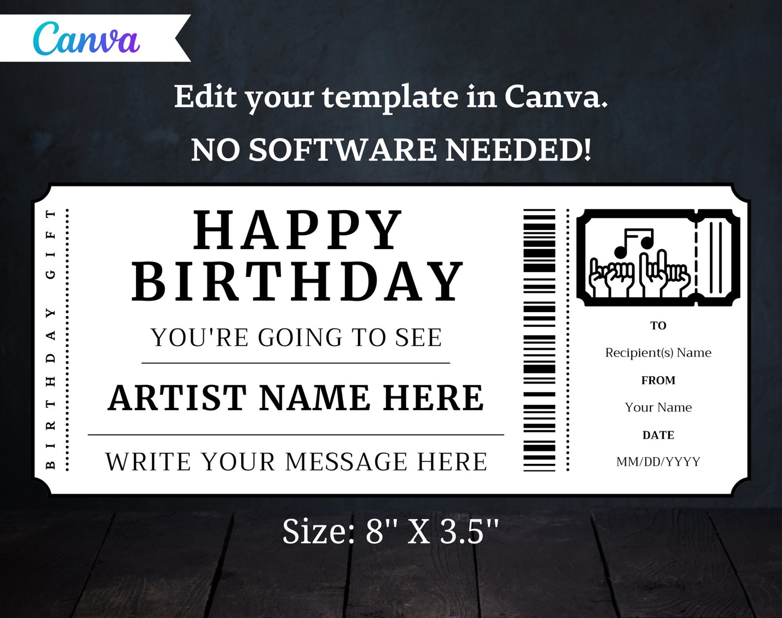 Editable Concert Ticket Template Editable Ticket DIY Ticket Editable Concert Ticket Template Editable Ticket DIY Ticket