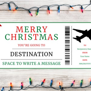 Weihnachten Bordkarte Geschenk Ticket - Bordkarte Flugzeug Geschenk Flugticket - druckbare Weihnachtsgeschenk Vorlage - Sofortiger Download