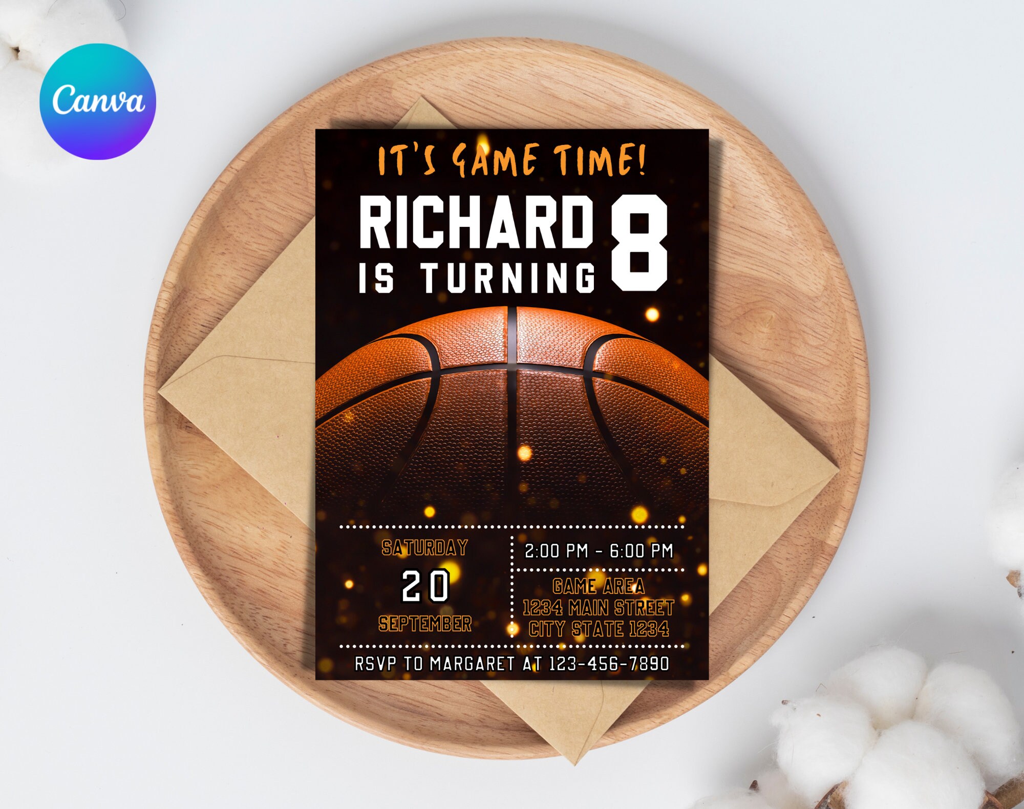 Basketball Birthday Party Invitation Template - Basketball Birthday ...