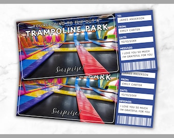 Trampoline Park Ticket Template - Trampoline Park Gift Voucher - Jump Gift Coupon Certificate Card - Editable - Printable - Personalized