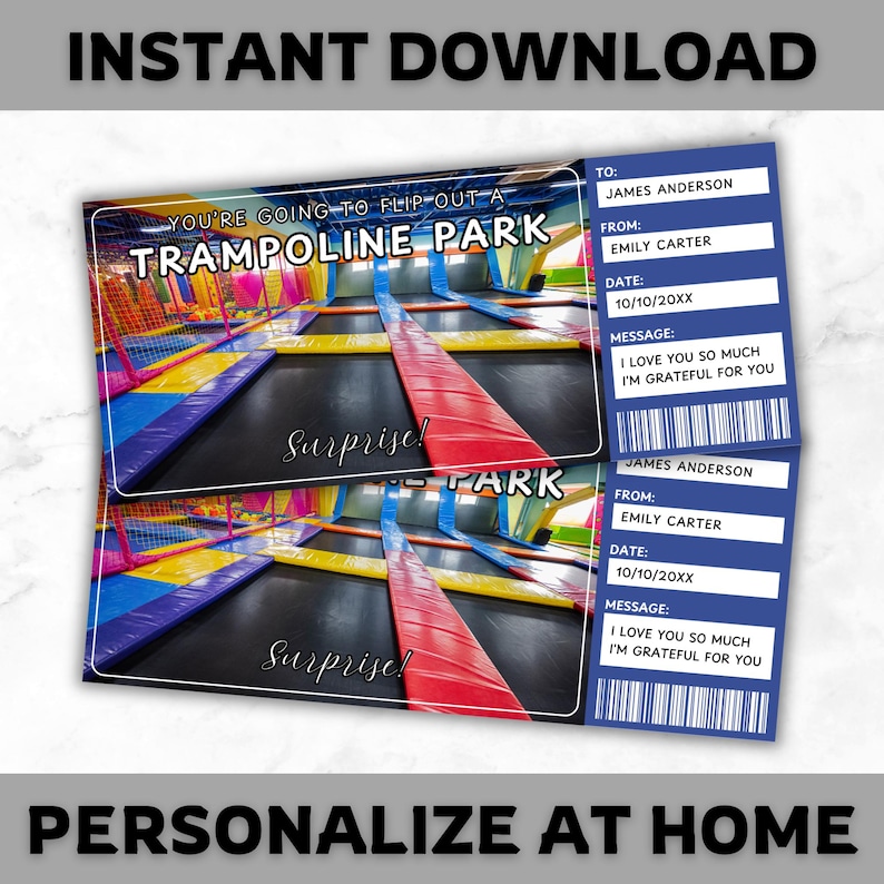 Trampoline Park Ticket Template - Trampoline Park Gift Voucher - Jump ...