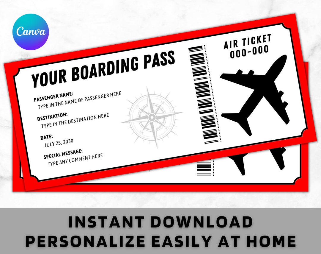 Editable Boarding Pass Template Printable Airline Ticket Etsy Editable Boarding Pass Template Printable Airline Ticket Etsy