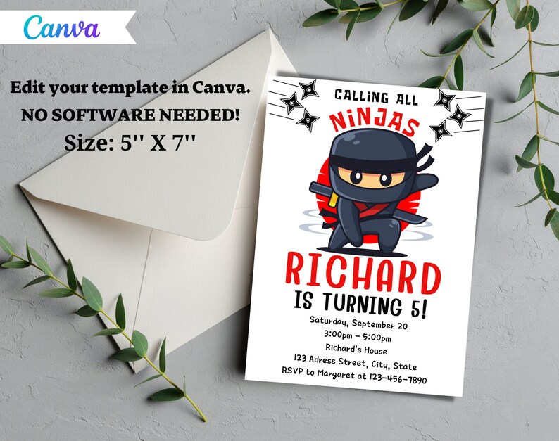 Ninja Birthday Party Invitation Template Ninja Birthday Party Invite