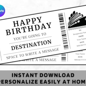 Geburtstag Bordkarte Kreuzfahrt Geschenk Ticket - Geburtstag Kreuzfahrt Geschenk Gutschein Karte Zertifikat, druckbare Geburtstagsgeschenk Vorlage Sofortiger Download