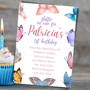 Butterfly Birthday Party Invitation Template Butterfly Birthday Party ...
