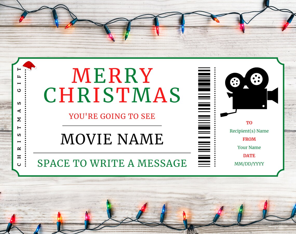 Christmas Cinema Gift Ticket Christmas Cinema Movie Gift Voucher Card