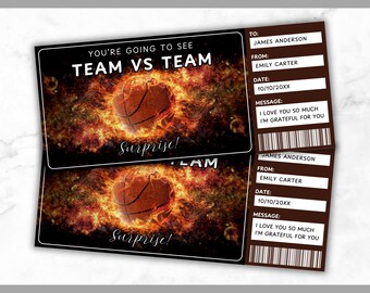 Basketball Game Ticket Template - Basketball Game Gift Voucher - Sport Coupon Certificate Card - Editable - Printable - Personalized