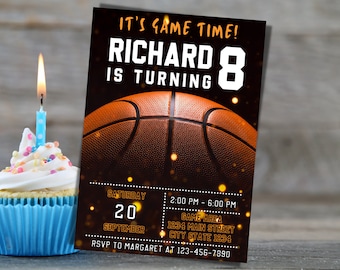 Basketball Birthday Party Invitation Template - Basketball Birthday Party Invite Template - Printable Editable Basketball Invitation