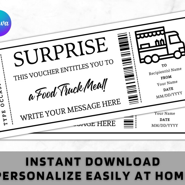 Food Truck Ticket Etsy