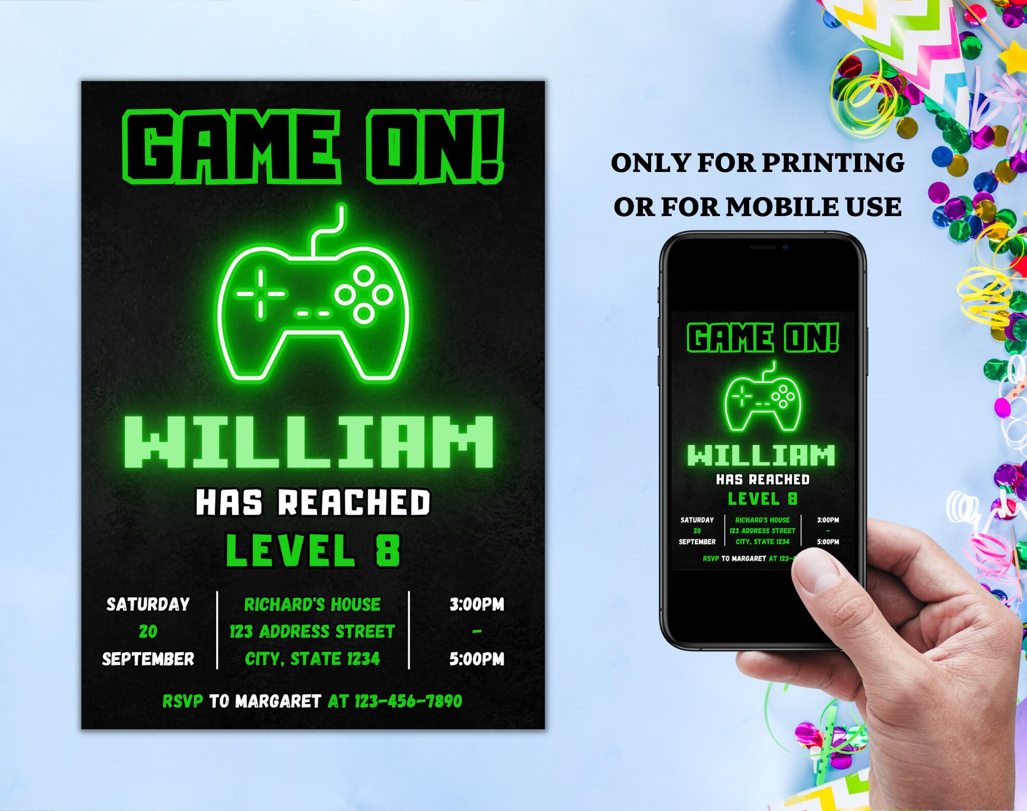 Video Game Birthday Party Invitation Template Gaming Birthday Party ...