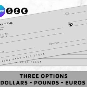 Blank Cheque - Blank Check Template - Blank Checks - Editable Cheque Template - Printable Cheque, Bank Check Template, Manifestation Cheques