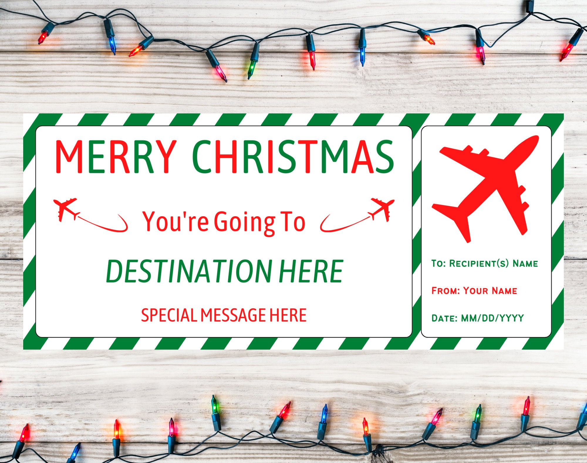 Christmas Plane Flight Ticket Christmas Boarding Pass Template
