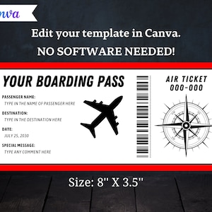 Editable Boarding Pass - Printable Boarding Pass Template - Surprise ...