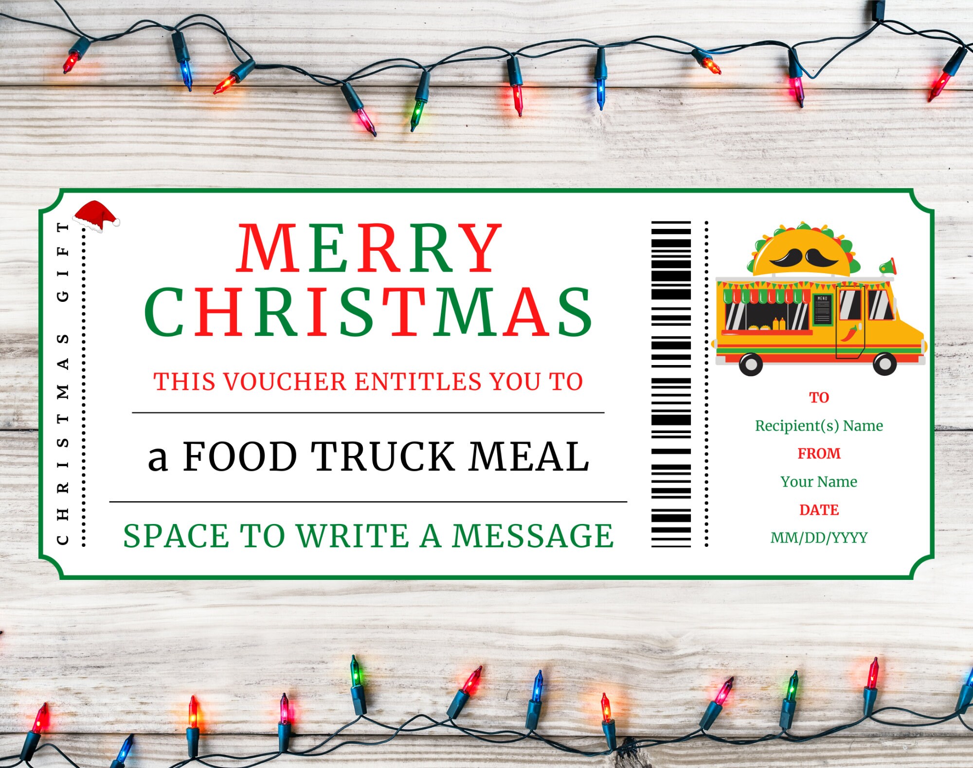 Christmas Food Truck Meal Gift Ticket Christmas Food Truck Gift Voucher
