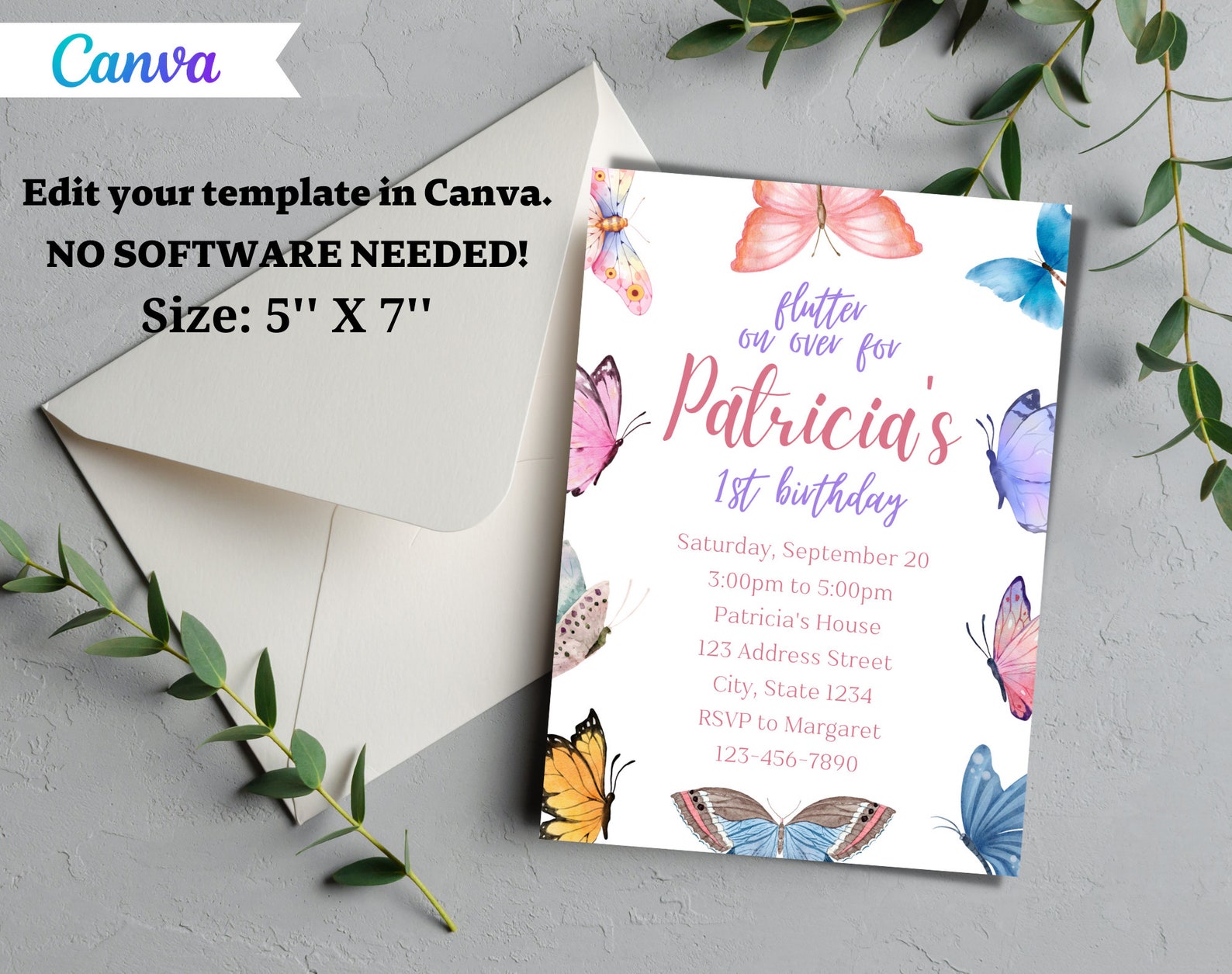 Butterfly Birthday Party Invitation Template Butterfly Birthday Party ...