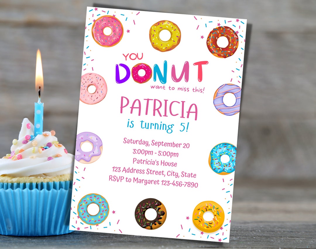Donut Birthday Party Invitation Template Donut Birthday - Etsy