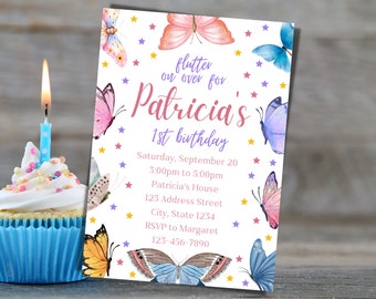 Butterfly Birthday Party Invitation Template - Butterfly Birthday Party Invite Template - Printable Editable Butterfly Invitation - Girl