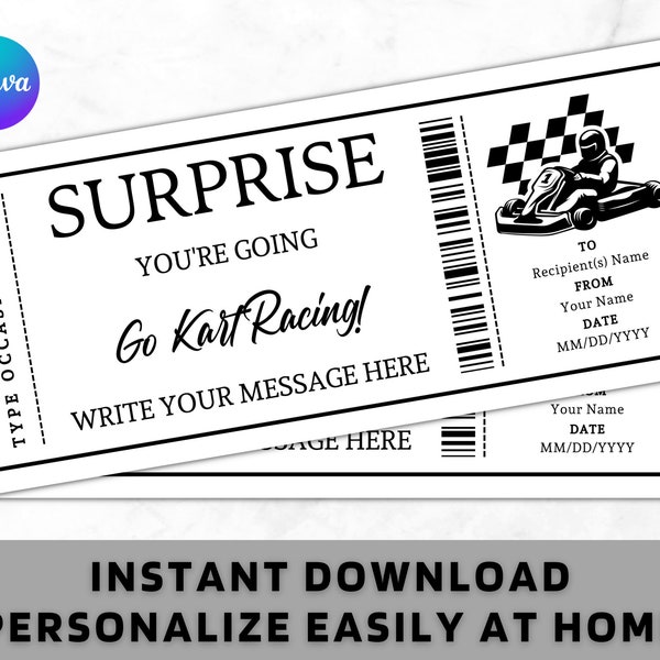Kart Ticket Template Etsy