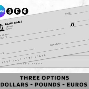 Blank Cheque - Blank Check Template - Blank Checks - Editable Cheque Template - Printable Cheque, Bank Check Template, Manifestation Cheques