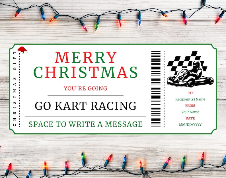 Christmas Go Kart Racing Gift Ticket Christmas Go Kart Racing Gift Card