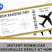 Fake Airplane Ticket Trip - Printable Boarding Ticket - Editable ...