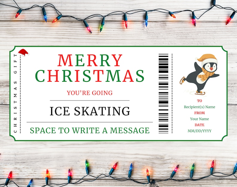 Christmas Ice Skating Gift Ticket Christmas Ice Skating Gift Voucher