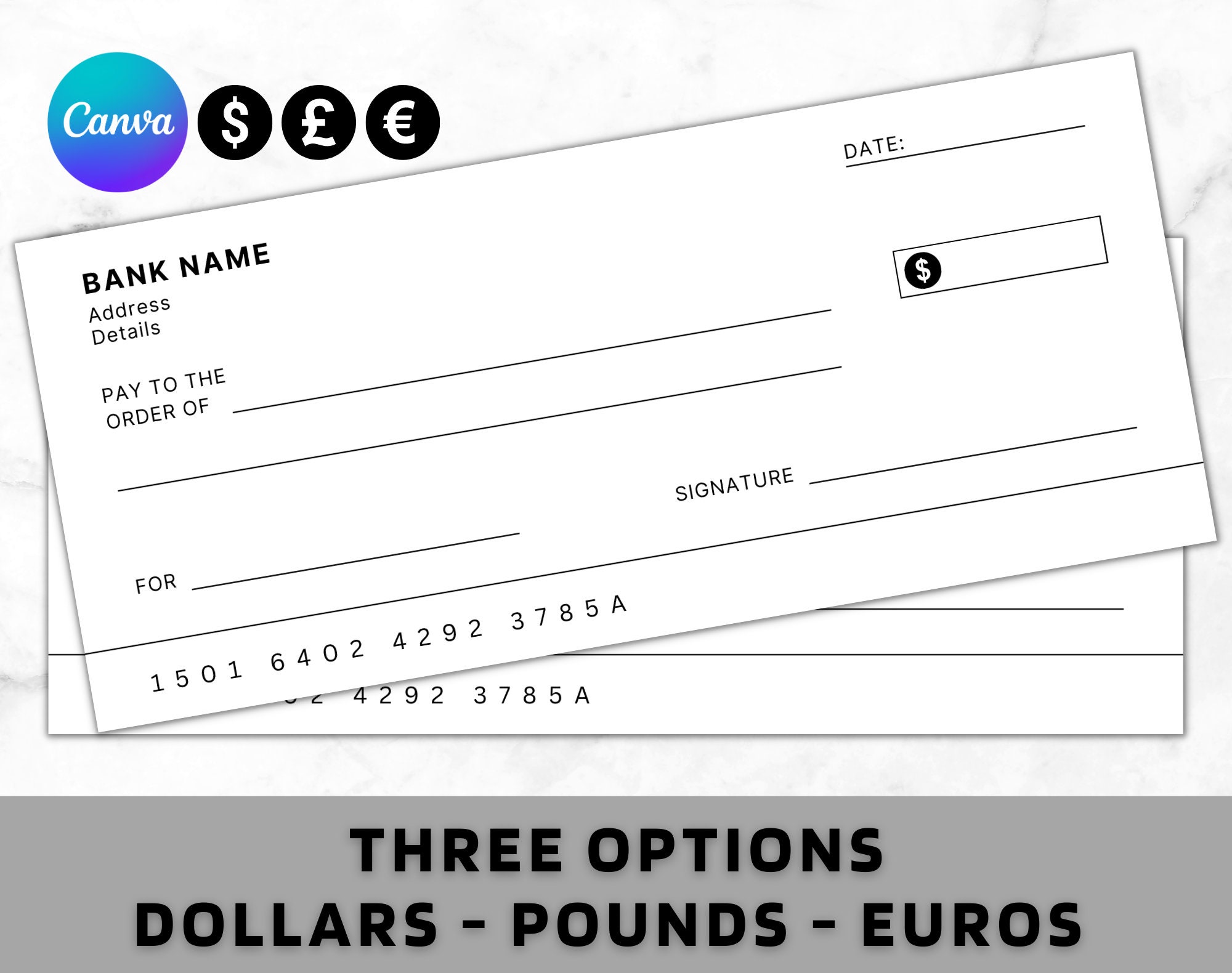 Blank Cheque Blank Check Template Blank Checks Editable Etsy UK