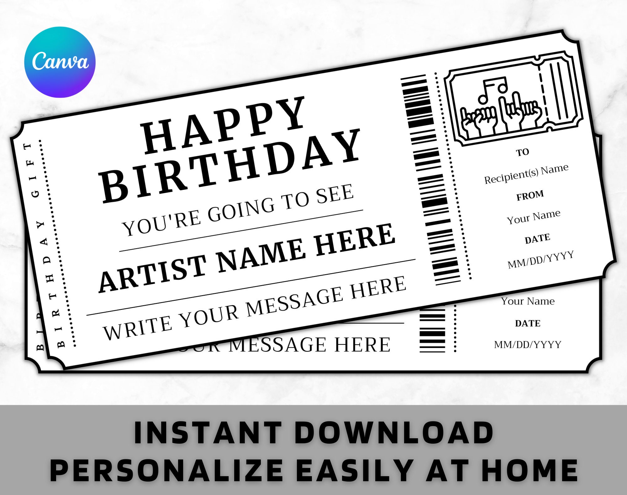 Editable Concert Template Printable Event Ticket Event Ticket Surprise Editable Concert Template Printable Event Ticket Event Ticket Surprise