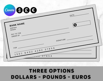 Blank Cheque - Blank Check Template - Blank Checks - Editable Cheque Template - Printable Cheque, Bank Check Template, Manifestation Cheques