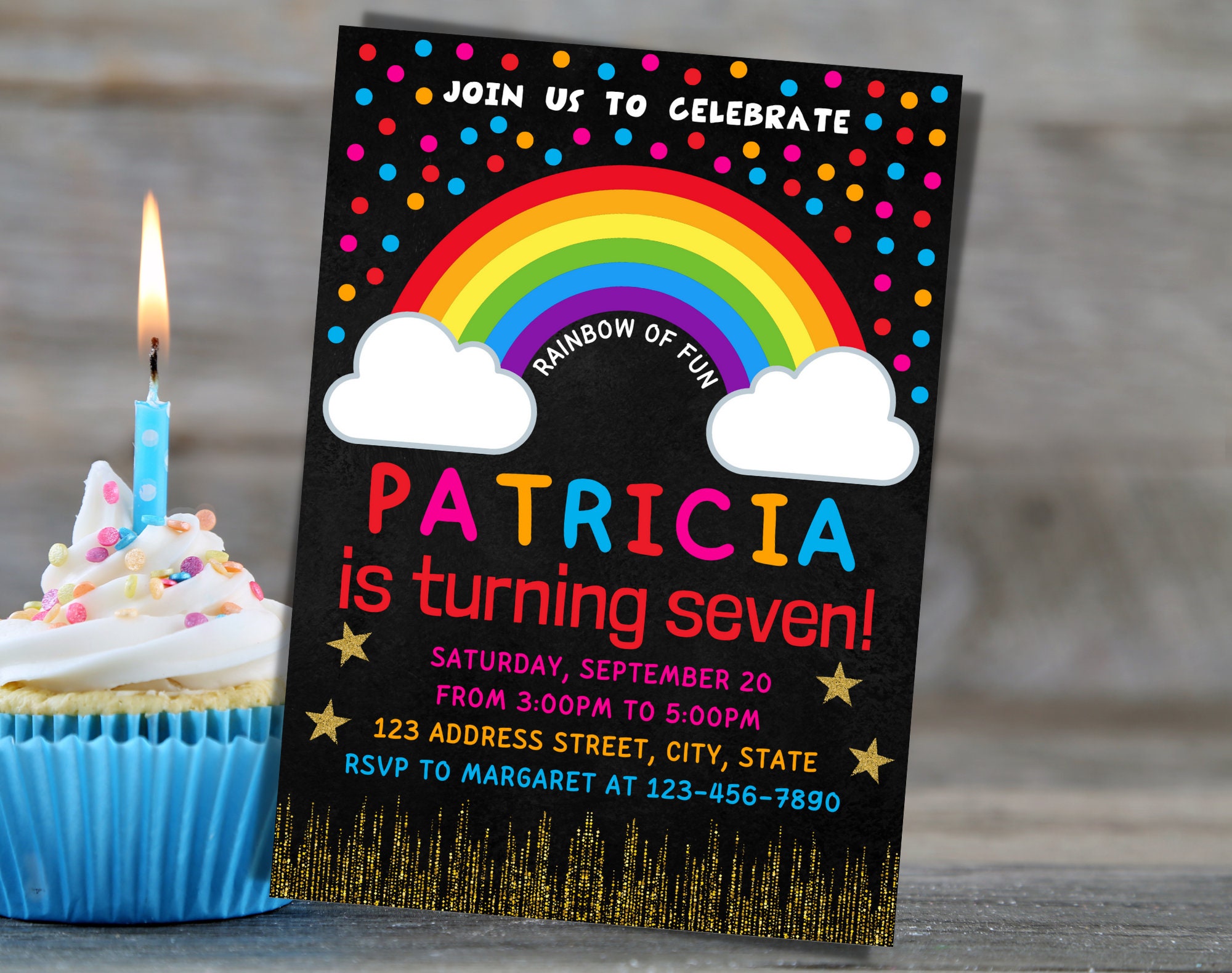 Rainbow Birthday Party Invitation Template Rainbow Birthday Party ...