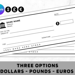 Blank Cheque - Blank Check Template - Blank Checks - Editable Cheque