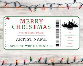 Christmas Concert Gift Ticket - Christmas Concert Show Performance Gift Card Certificate - Printable Xmas Gift Template - Instant Download