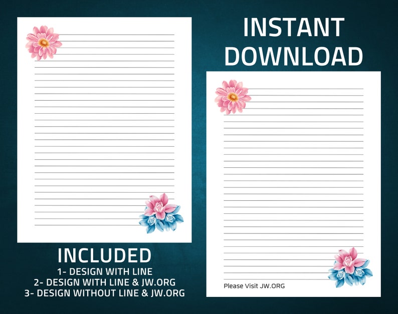 JW Letter Writing Paper JW Letter Writing Digital Download Etsy