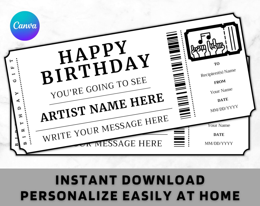 Editable Concert Ticket Template Editable Ticket DIY Ticket Template Custom Concert Ticket Editable Concert Ticket Template Editable Ticket DIY Ticket Template Custom Concert Ticket