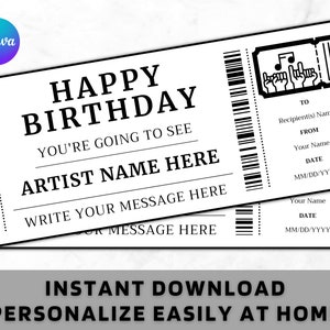 Editable Concert Ticket Template - Editable Ticket - DIY Ticket Template - Custom Concert Ticket - Personalized Concert Ticket, Event Ticket