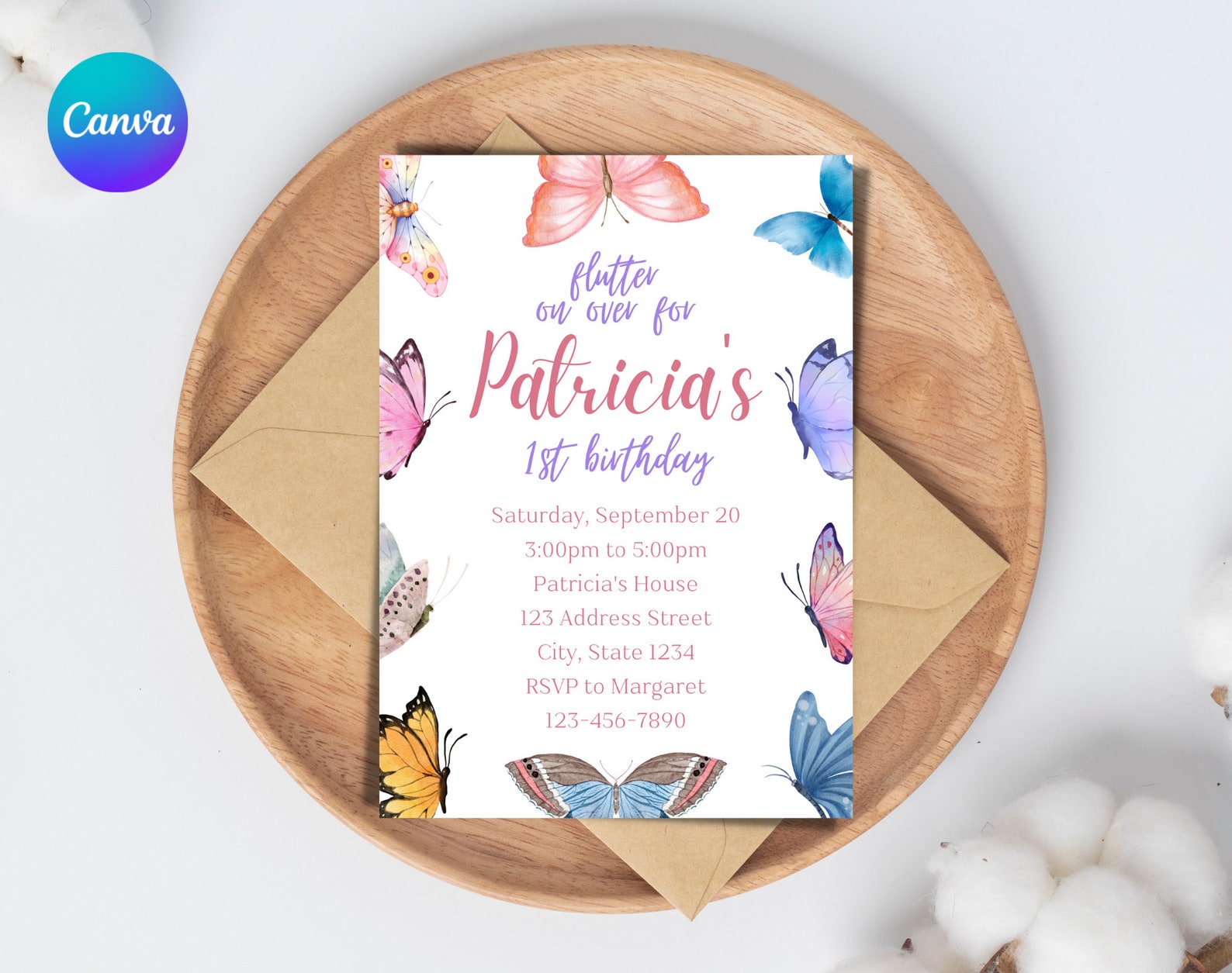 Butterfly Birthday Party Invitation Template Butterfly Birthday Party ...