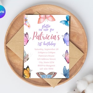 Butterfly Birthday Party Invitation Template Butterfly Birthday Party ...