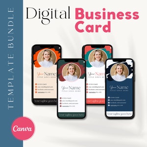 Sjabloon voor digitaal visitekaartjes, Canva DIY bewerkbare sjabloon, perfect voor kleine online bedrijven, bewerkbaar Canva-ontwerp, modern visitekaartje