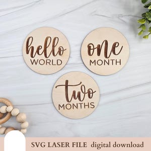 Segnapunti mensili per neonati SVG, Traguardo mensile per neonati, File digitali per macchine laser, File di taglio Glowforge, File digitale