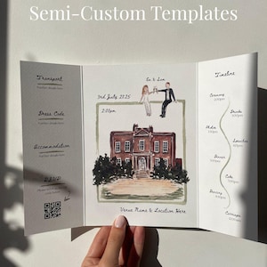 Personalised Gatefold Wedding Invitation | Handpainted Illustrations