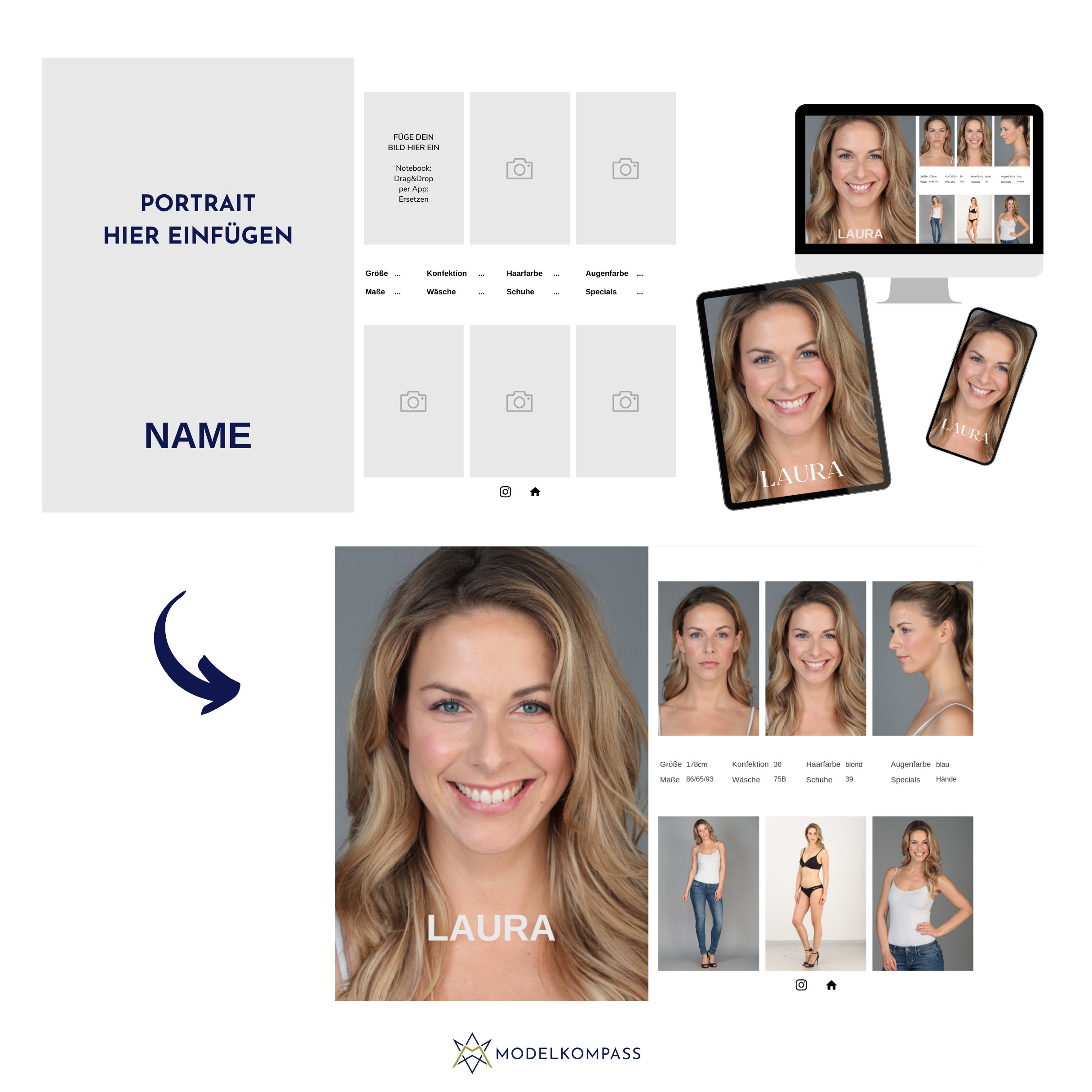 Sedcard Guide und Vorlagen Model Comp Card Templates Modelkompass