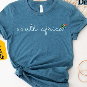 South Africa Shirt with Flag Heart, Minimalist Travel Tee, Cute Country Pride Gift, Unisex Vacation Shirt, Africa Heritage