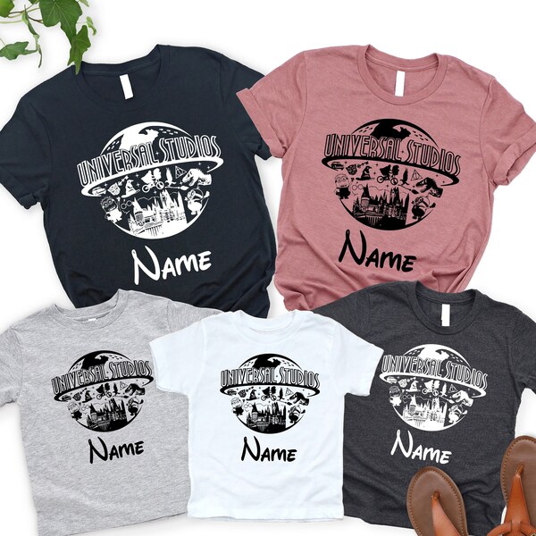 Custom Name Universal Studios Shirts, Universal Family Vacation Shirt, Family Trip Matching Tees, Personalized Universal Studios Trip Shirts