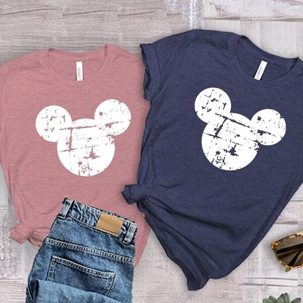 Mickey Shirt ,Disney Shirt, Disney Trip Shirts, Distressed Mickey Head Shirt, Vintage Mickey Shirt, Retro Mickey Shirt, Disney Matching tee