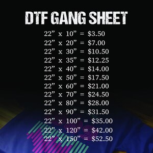 DTF Gang Sheet Transfers - Custom Direct to Film Heat Transfers for T-Shirts, Hoodies, Fabric - Bulk DTF Prints for DIY Projects image 1