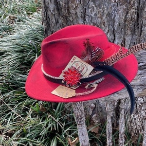 Hand Painted Red Fedora Hats - Etsy display picture 2