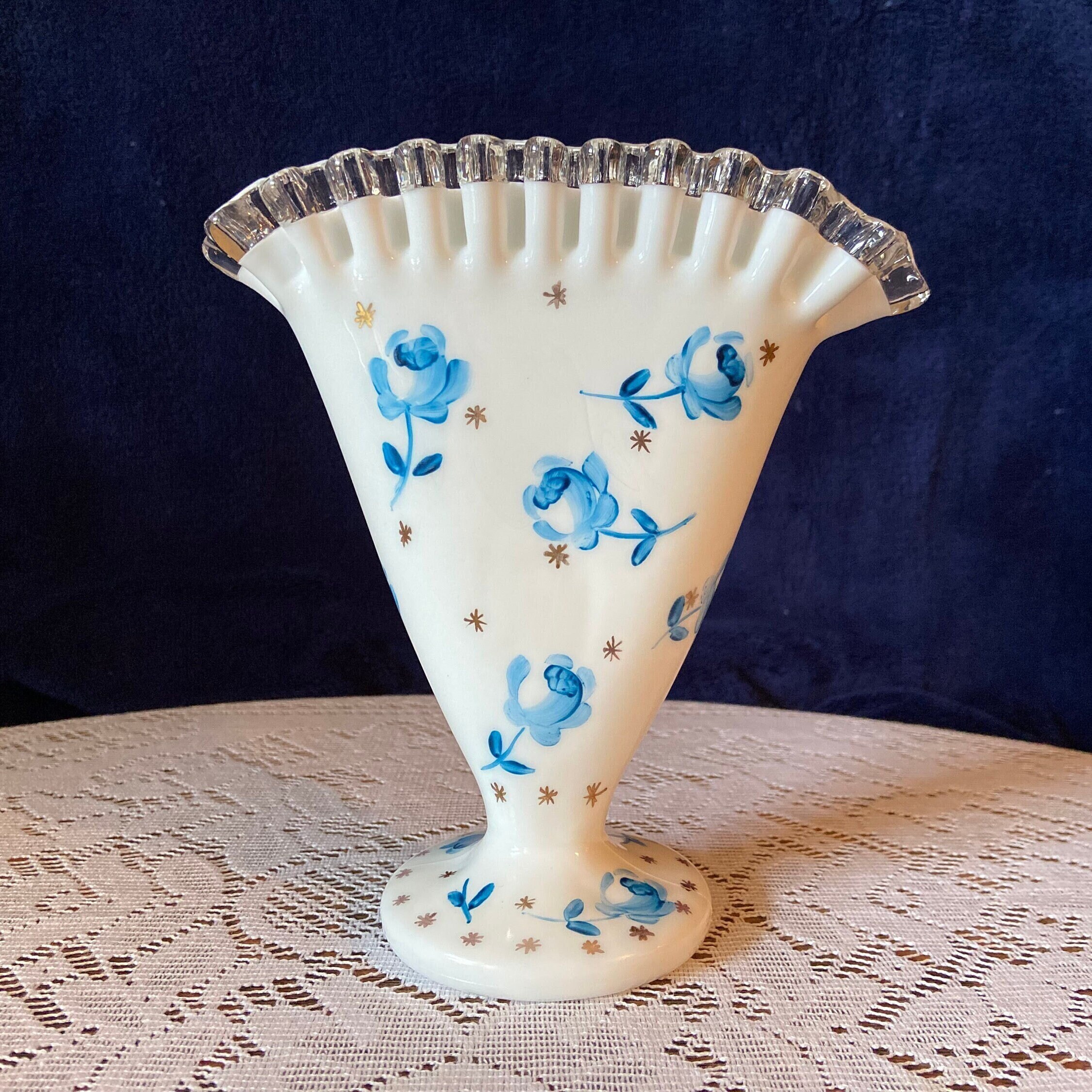 Vintage Fenton Candy Dish, Lidded, Blue and White Slag Glass, Cabbage – The  House of Hanbury