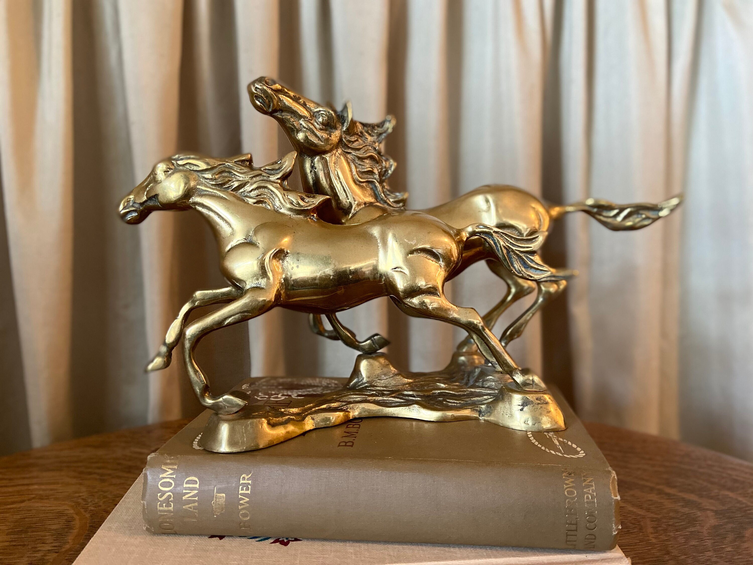 Solid Brass Horses Figurine Made in Korea 1950s Two Horses Etsy